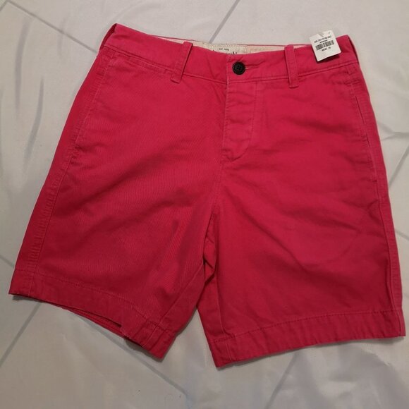 NWT Abercrombie & Fitch Men's Size 28 Waist Pink Button Fly Flat Front Shorts - Picture 1 of 4
